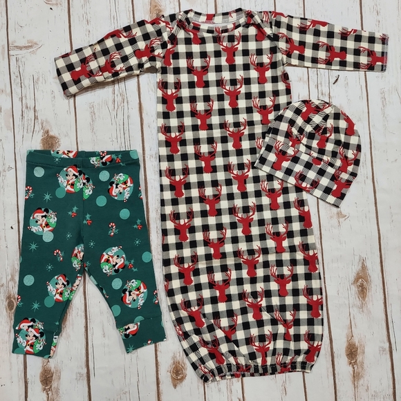 Hand Crafted Other - 🏷Sale Baby Bundle Buffalo Plaid Sleep Sack Mickey Leggings
